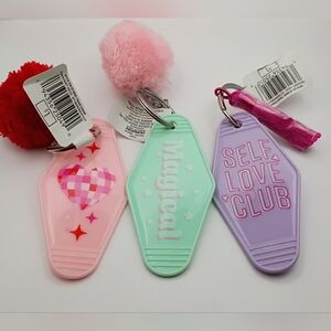Vintage Style Lot Of 3 Pastel Keychains